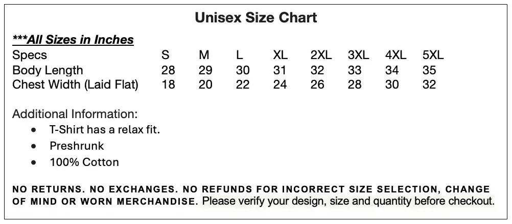 Power Within Print Signs That Speak Unisex Size Chart